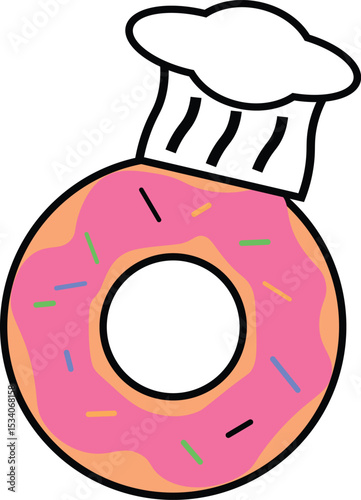 Pink Frosted Donut Chef with Sprinkles