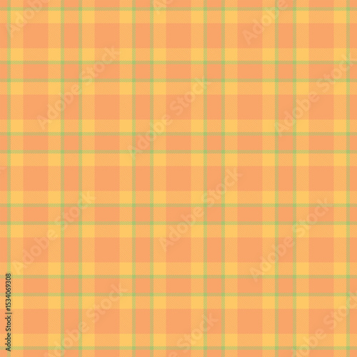Couch textile check background, latin vector plaid tartan. Rich seamless texture fabric pattern in orange and amber colors.