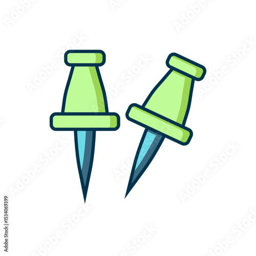 Filled outline Push pin icon isolated on white background. Thumbtacks sign. Flat filled outline style with shadow. Vector