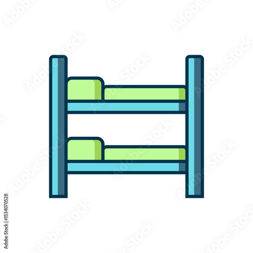 Filled outline Bunk bed icon isolated on white background. Flat filled outline style with shadow. Vector