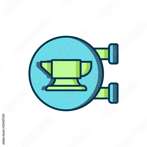 Filled outline Blacksmith anvil tool icon isolated on white background. Metal forging. Forge tool. Flat filled outline style with shadow. Vector