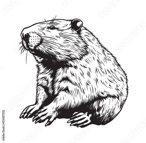 Detailed  Illustration of a Beaver
