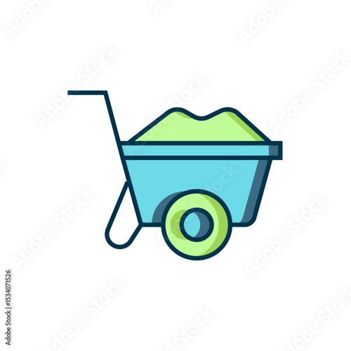 Filled outline Wheelbarrow icon isolated on white background. Tool equipment. Agriculture cart wheel farm. Flat filled outline style with shadow. Vector