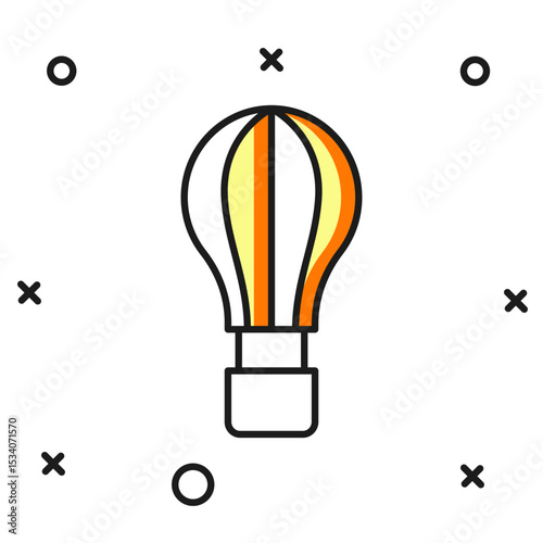 Filled outline Hot air balloon icon isolated on white background. Air transport for travel. Flat filled outline style with shadow. Vector