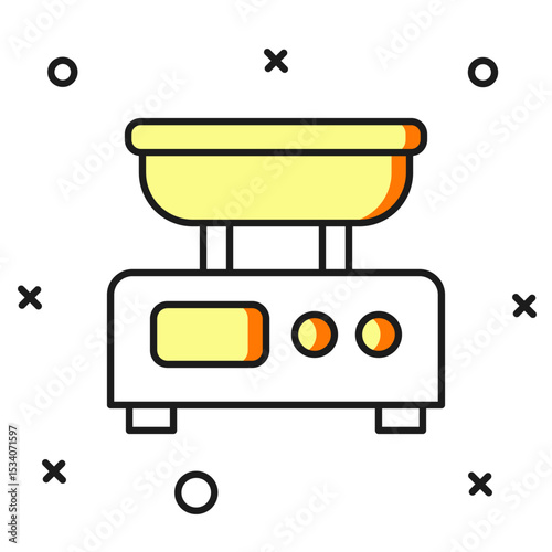 Filled outline Electronic scales icon isolated on white background. Weight measure equipment. Flat filled outline style with shadow. Vector