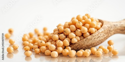 Wooden Scoop Filled with Chickpeas, Isolated on Transparent Background photo
