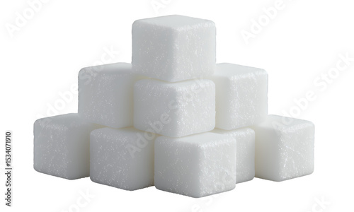 White Sugar Cubes with Transparent Background, Sleek Graphic