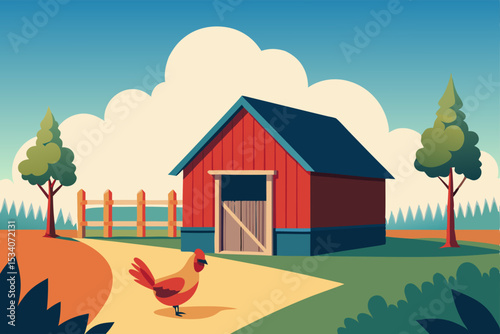 autumn landscape with house
