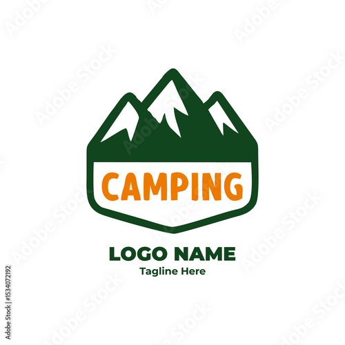 Mountain trekking adventure logo badge for camping outdoor wilderness survival hike trip