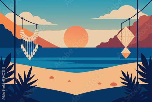 summer beach vector illustration
