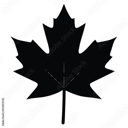 Black silhouette of a maple leaf isolated on white background for canadian concepts
