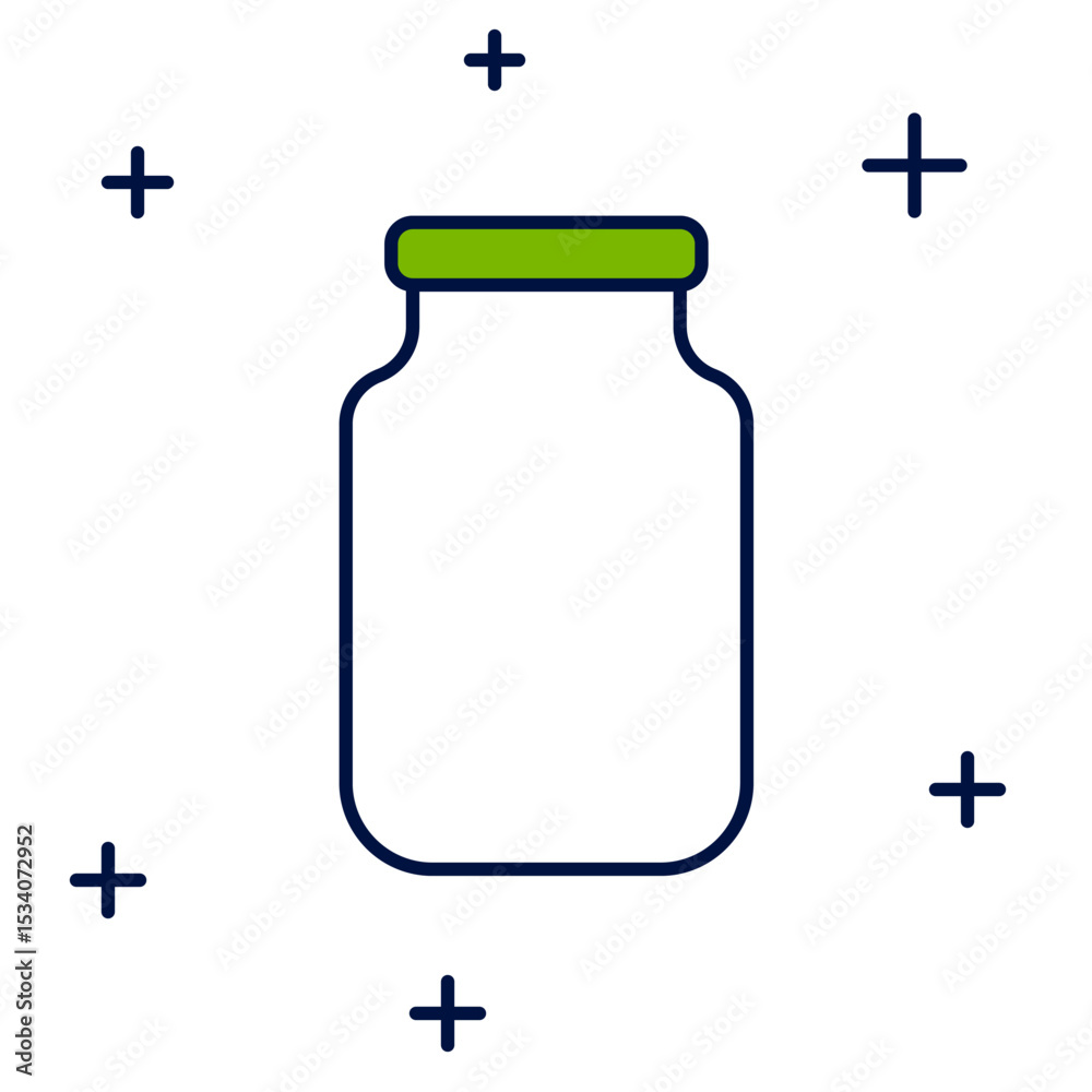 Obraz premium Filled outline Glass jar with screw-cap icon isolated on white background. Vector