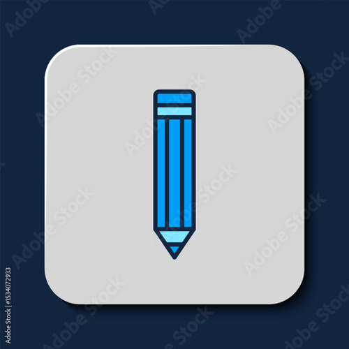 Filled outline Pencil icon isolated on blue background. Drawing and educational tools. School office symbol. Vector