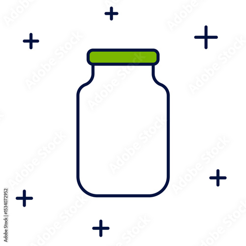 Filled outline Glass jar with screw-cap icon isolated on white background. Vector