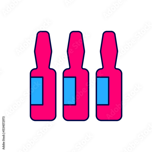 Filled outline Medical vial, ampoule, bottle icon isolated on white background. Vaccination, injection, vaccine healthcare concept. Vector