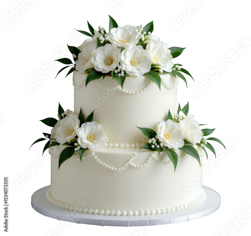 White Wedding Cake with Clear Background, Elegant Asset