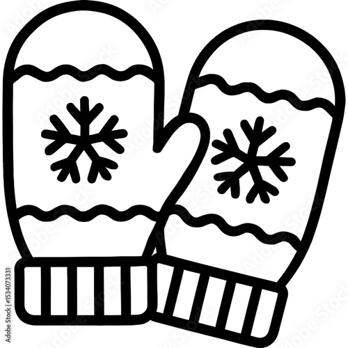 Minimalist vector icon of winter mittens