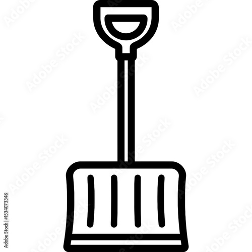 Minimalist vector outline snow shovel