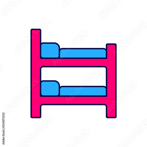 Filled outline Bunk bed icon isolated on white background. Vector