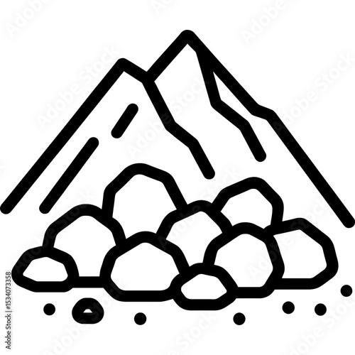Outline icon of moraine in minimal vector style