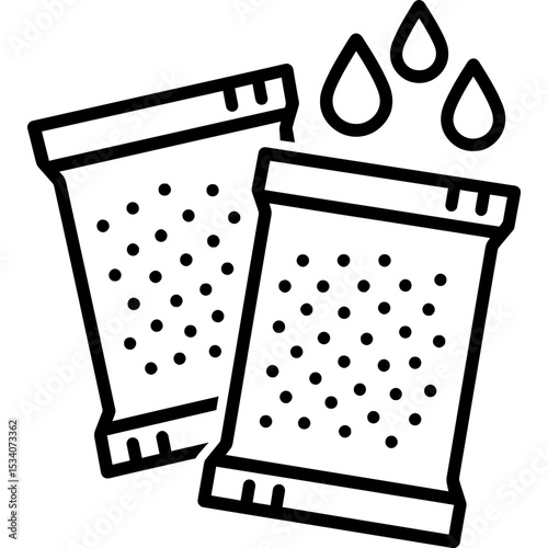 Vector icon of moisture control packets in outline style
