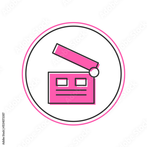 Filled outline Movie clapper icon isolated on white background. Film clapper board. Clapperboard sign. Cinema production or media industry. Vector