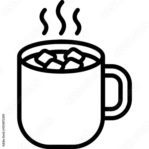 Outline icon of steaming hot chocolate