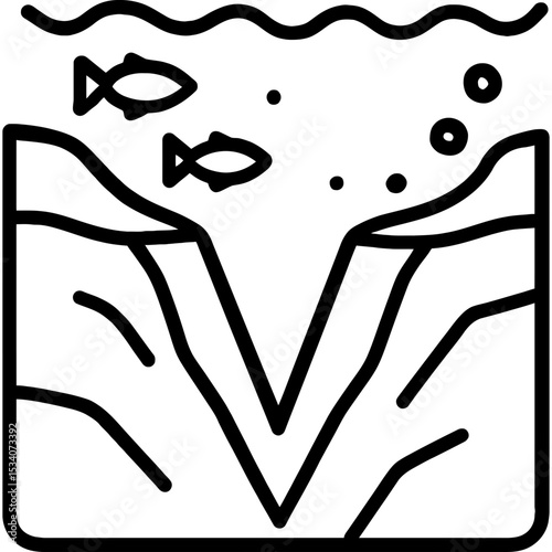 Minimalist ocean trench vector illustration