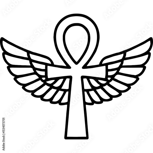 Ankh with Wings Vector Icon