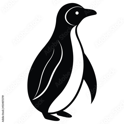 Simple black and white penguin vector illustration isolated on a clean white background