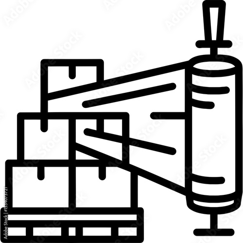 Outline icon of pallet wrap with dispenser and stretch film