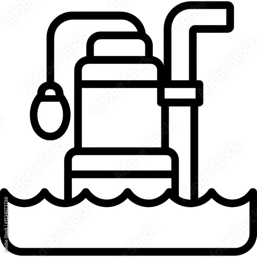 Bold line art of sump pump icon