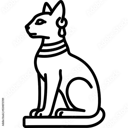 Minimalist bastet cat icon in vector style