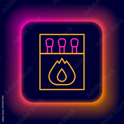 Glowing neon line Open matchbox and matches icon isolated on black background. Colorful outline concept. Vector