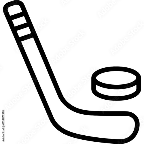 Minimalist hockey stick and puck icon design