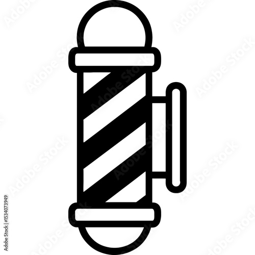 Cylindrical barber pole icon with bold lines