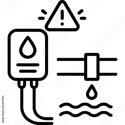 Water leak detector icon with probe wires