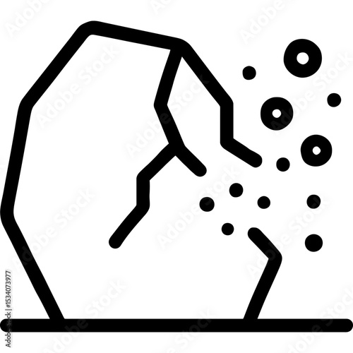 Minimalist weathering icon with crumbling rock