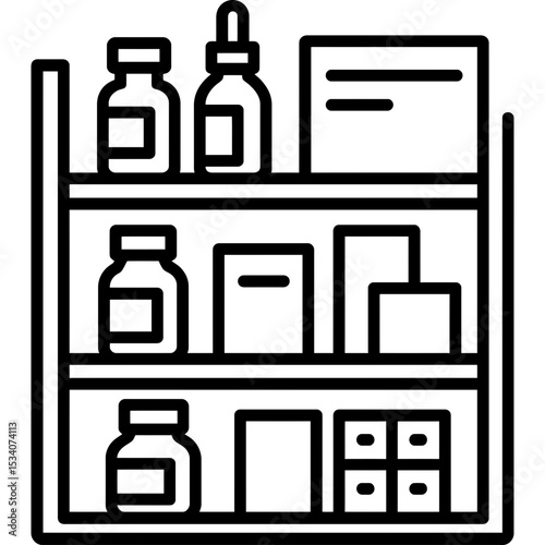 Vector icon of pharmacy shelves