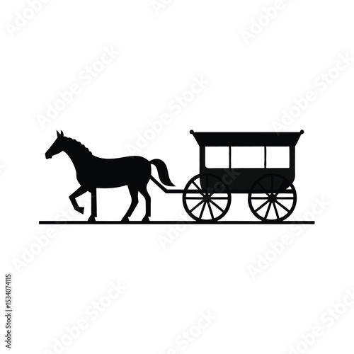 horse and carriage vector illustration with transparent background