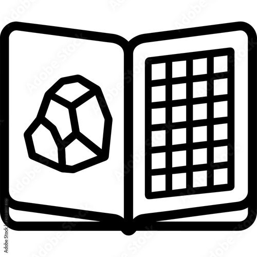 Minimalist field notebook icon with rock sketch