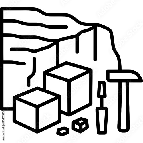 Minimalist sandstone quarry icon design