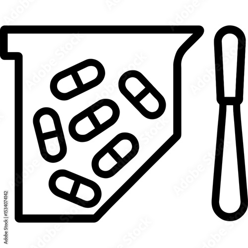 Pharmacy counting tray icon in vector style