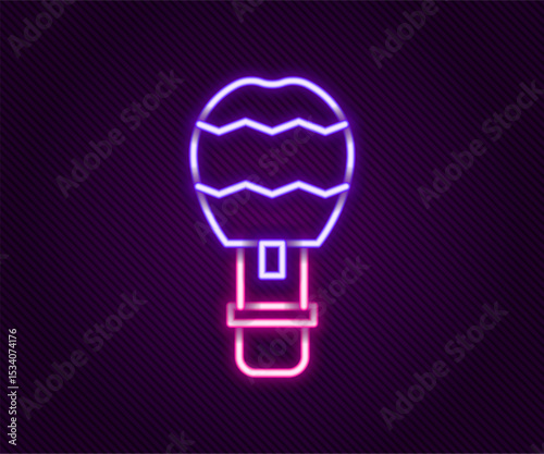 Glowing neon line Hot air balloon icon isolated on black background. Air transport for travel. Colorful outline concept. Vector