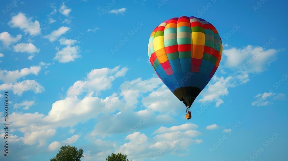 Fototapeta premium Dreamy Candy-Colored Hot Air Balloon: A Whimsical Soar Through Pastel Skies & Sugar-Coated Dreams — Embrace a Magical Flight Over Rainbow-Hued Landscapes, Where Fluffy Clouds Meet Swirling Cotton Cand