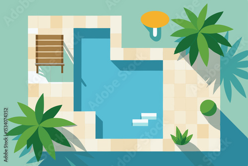 vector illustration of a tropical resort