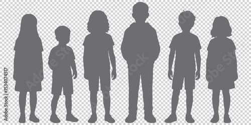 children waiting in line, silhouette vector eps 10
