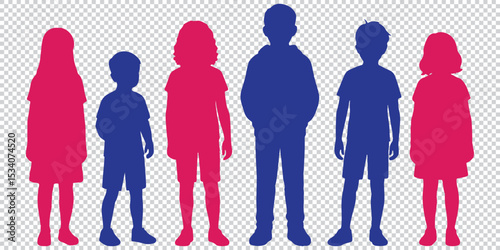 children waiting in line, silhouette vector eps 10