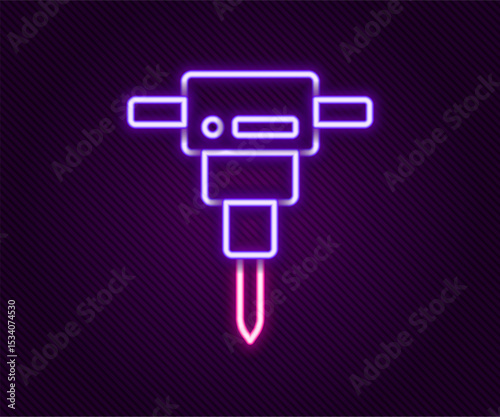 Glowing neon line Construction jackhammer icon isolated on black background. Colorful outline concept. Vector