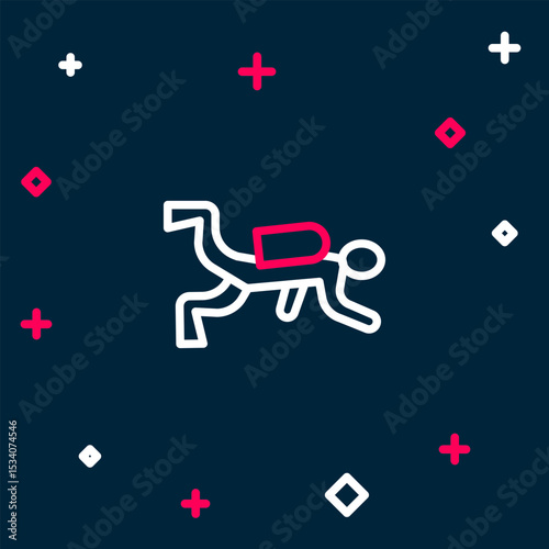 Line Scuba diver icon isolated on blue background. Colorful outline concept. Vector